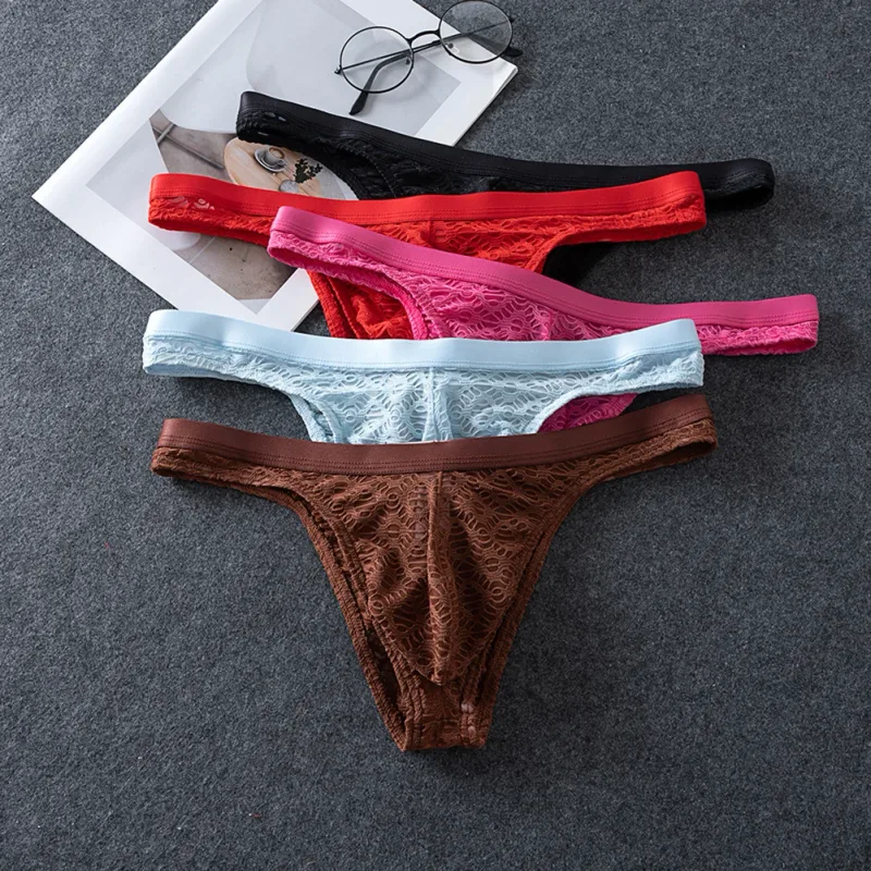 Men Thongs Briefs Jacquard Sheer Men's Underwear Sexy Accessories Hot Low Rise Pouch Very Hot Lingerie Breathable Underpants