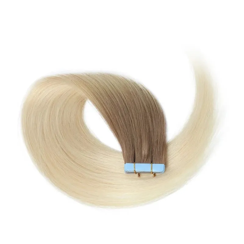 MRS HAIR Tape-In Hair Extensions 12-24 Inch 20pcs Natural Human Hair Real Extension T1B Gray Skin Weft Adhesive Tape Ins