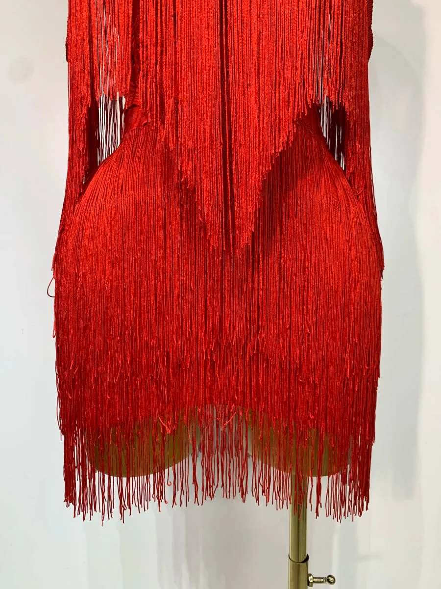 Women Sexy Strapless Tassel Off Shoulder Bandage Dress Fancy Club Celebrity Evening Party Mini Bodycon Dress Birthday Vestido