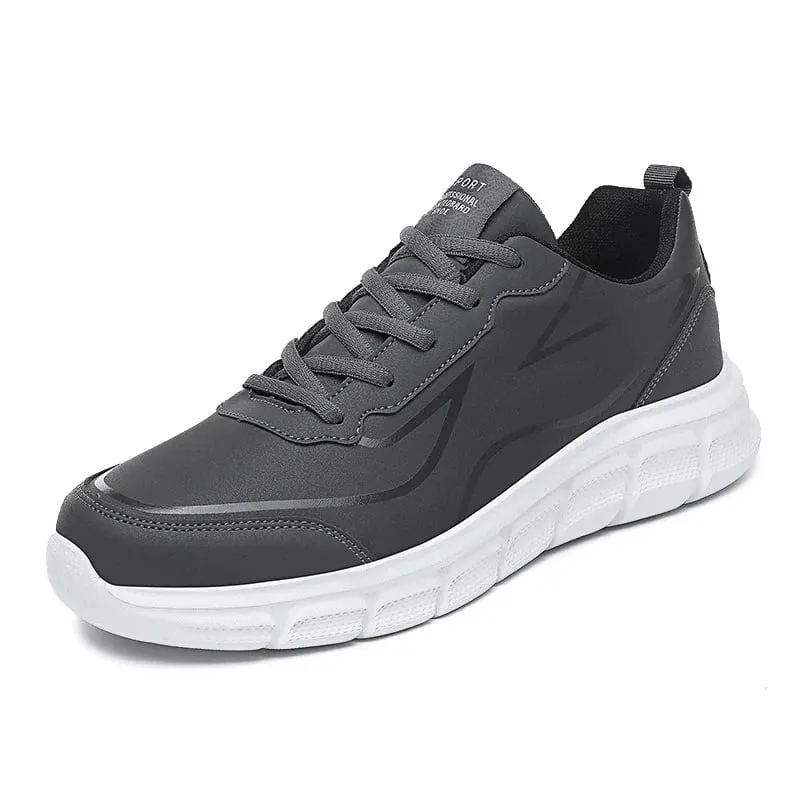 Black Running Shoes Leather Waterproof Athletic Sneakers Men Wear-resistant Men Walking Sport Shoes Comfortable Men Shoes