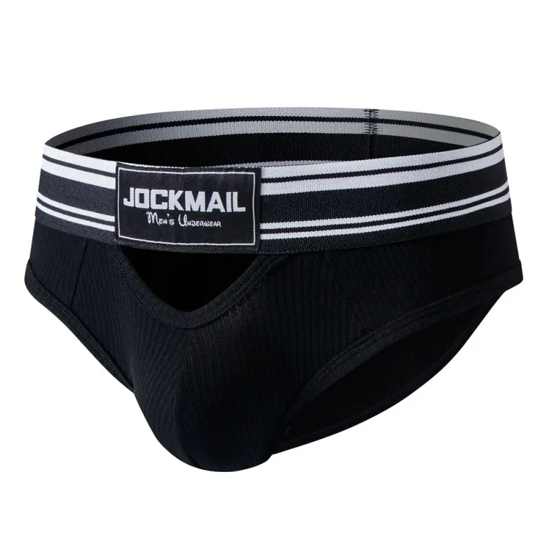 Jockmail Mens Underwear New Arrivalmen Briefs Plaid Pit Cotton Sexyu Bag Front and Rear Openings Cut Outlow Waist Breathable