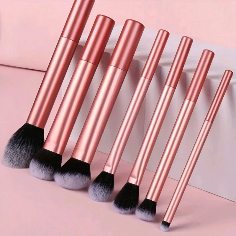 7pcs Pro Makeup Brush Set - Soft Premium Synthetic Hair Make Up Brushes Foundation Blush Eyeshadow Cosmetic Makeup Tools