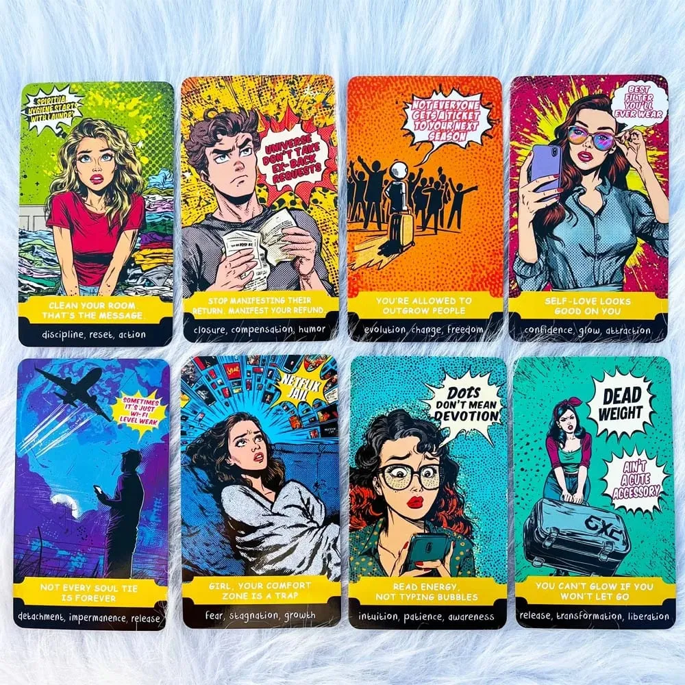 54 Dek Kad 13x8cm Saiz DISEKAT & DIBERKATI ，DEK ORACLE SASSY UNTUK Permainan Kad Set Penyembuhan Moden