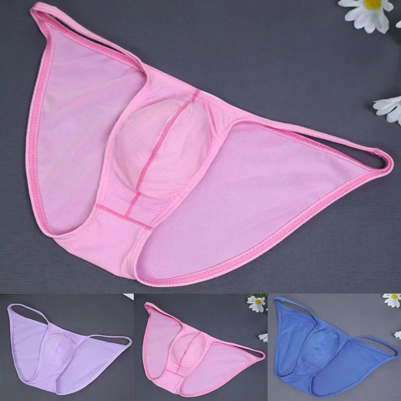 Men Fashion Ribbing Sexy High Fork Underwear Briefs U Convex Pouch Low Rise Man Comfortable Underpants Quick-drying