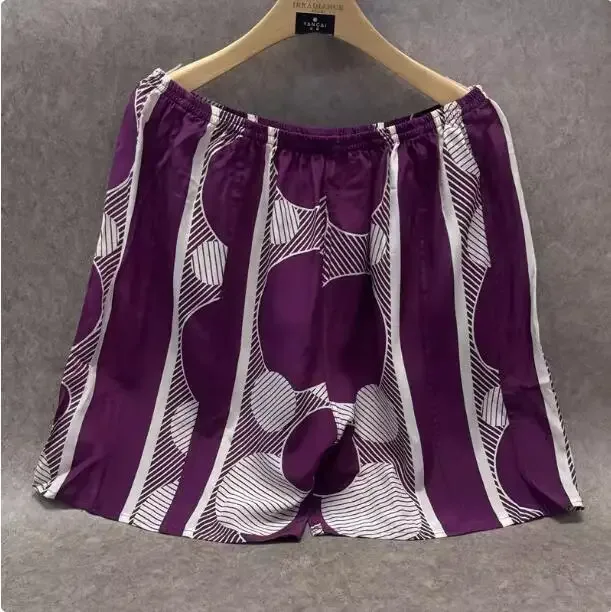 100% Mulberry Silk Men Boxer Underwear Couple Rubber Band Thin Short Home Pants Promotion Woman Can Wear
