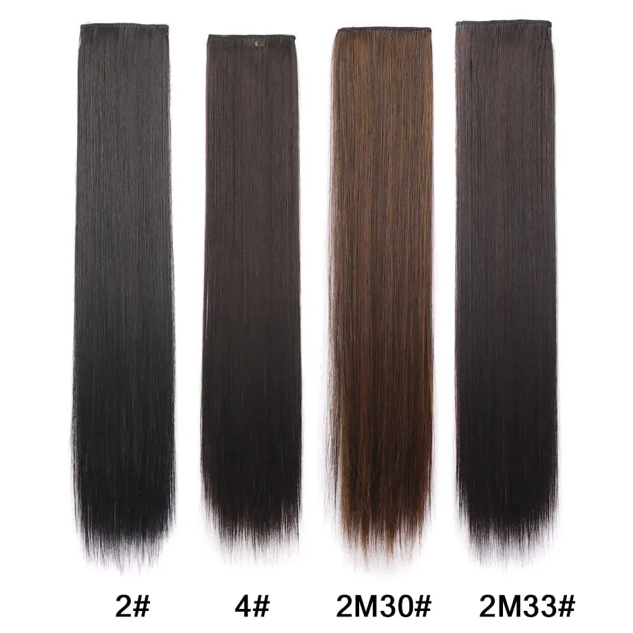Clip in Hair Extension for Women - 3 Pcs Thick Double Weft Long Straight Soft Synthetic Blends Well Hair Extension 20inch Dark B