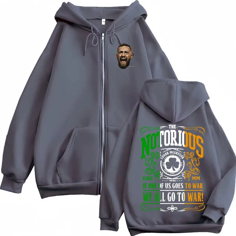 The Notorious Conor Mcgregor Zipper Hoodies Men Women Violence Aesthetic Sweatshirts Jacket Casual Fleece Zip Up Pullovers Coats