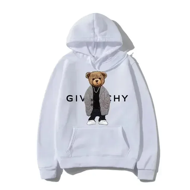 Men Women Unisex Autumn Winter Luxury Bear Print Hoodies Long Sleeve Fleece Pullover High Quality Free Shipping