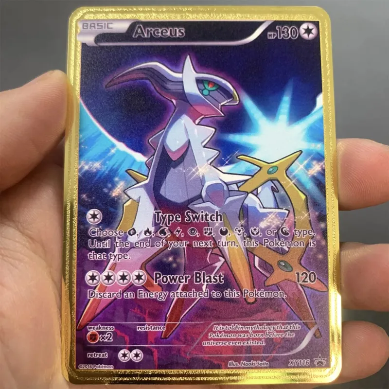 İngilizce Metal Pokemon Kartları DIY Arceus Mewtwo Charizard Pikachu Parlak Demir Pokémon GX Vmax EX Oyunu Çocuk Koleksiyonu Kart Oyuncak Hediye