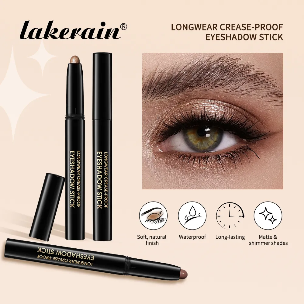 10colors Eyeshadow Stick Matte & Shimmer Shades Waterproof Smudge-proof Glitter Eyeshadow Pencil Stick Lasting Smooth Eye Makeup