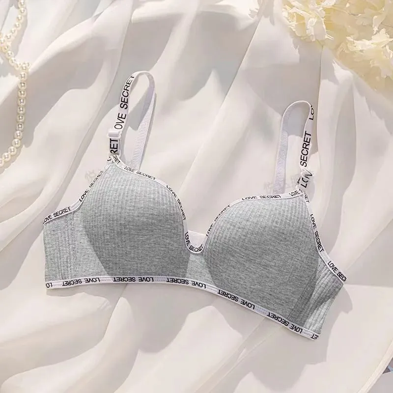 Sexy Alphabet Shoulder Strap Non-steel Ring Push Up Bra For Women Palm Cup Support Anti-sagging Breathable Lingerie