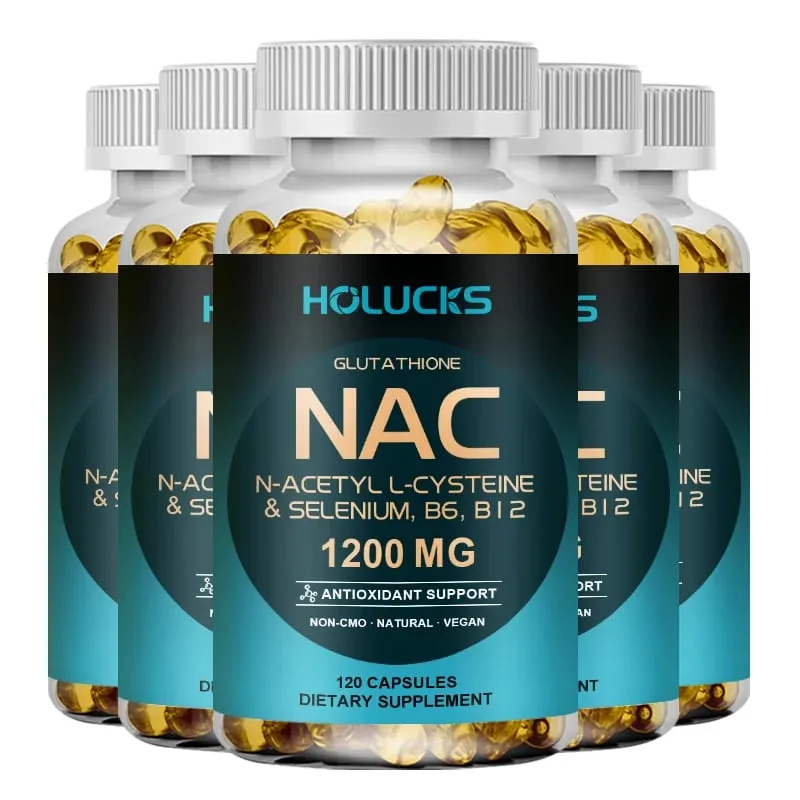 Holucks Advanced NAC Supplement with 1200mg N-Acetyl L-Cysteine Support Detoxification Sleep & Respiratory Health for Family