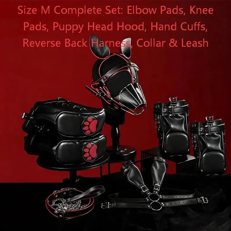 Adult Games Puppy Role Play Kits with Fetish Puppy Hood Mask Binding Gloves Boots Protectors for Couple Crawling SM Sex Toys 18+