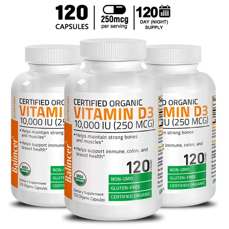Vitamin D3 - Promotes Healthy Muscle Function and Immune Support Strong Bones and Nervous System Health 120 Capsules