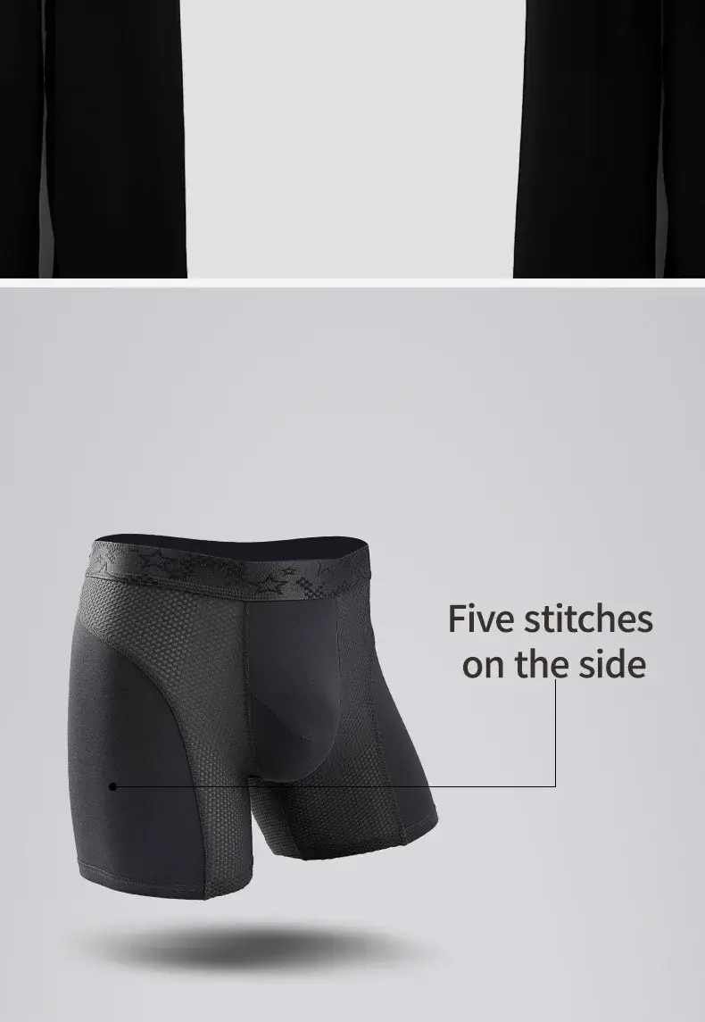 5PCS Extended athletic briefs Men's boxers Modal anti-wear leg running plus size breathable training boxers