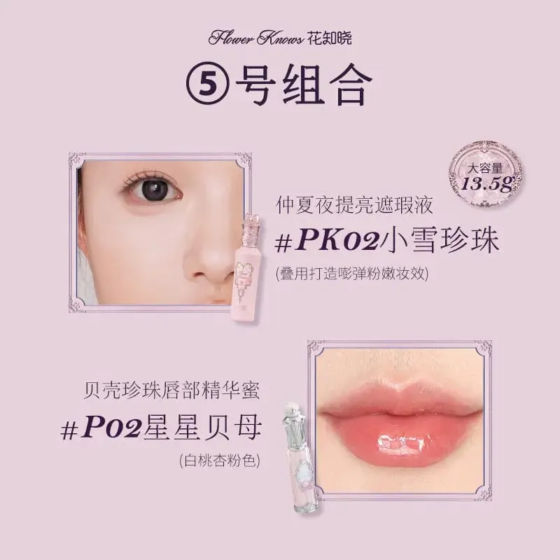 Flower Knows Concealer Lip Glaze Duo Brightening Concealer & Glossy Lip Lacquer 2-Piece Set for Flawless Base & Juicy Lips