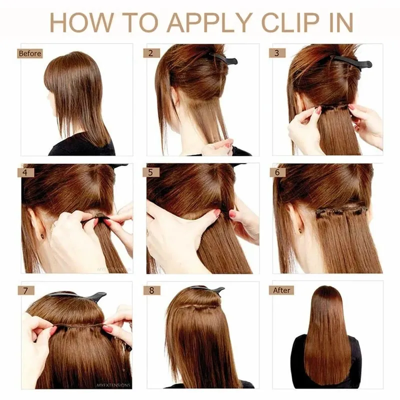 Synthetic 4PCS Clip in Hair Extensions 14inch Straight Hair Extensions with BB Clips Invisible Seamless Hairpiece for Women Use