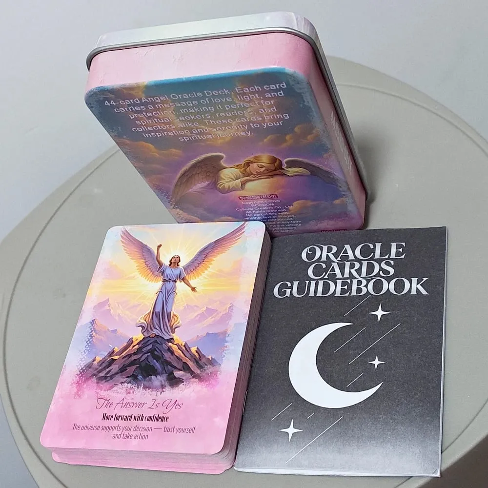 Angels Guidance Oracle Deck - 44 Cards with Guidebook Inspirational Divination Cards in Tin Box for Spiritual Growth