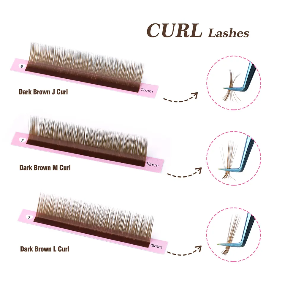 New Style Dark Brown Light Brown Individual Eyelashes 0.05 0.07 C D J L M Curl Color Soft Natural False Eyelashes Makeup Cilios