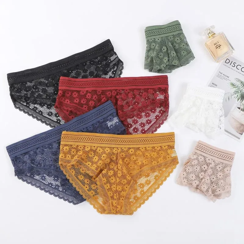 2PCS Sexy Lace Bra and Panty Set Push Up Seamless Bras Mid Waist Briefs Underwear Sets Sexy Underwear for Women