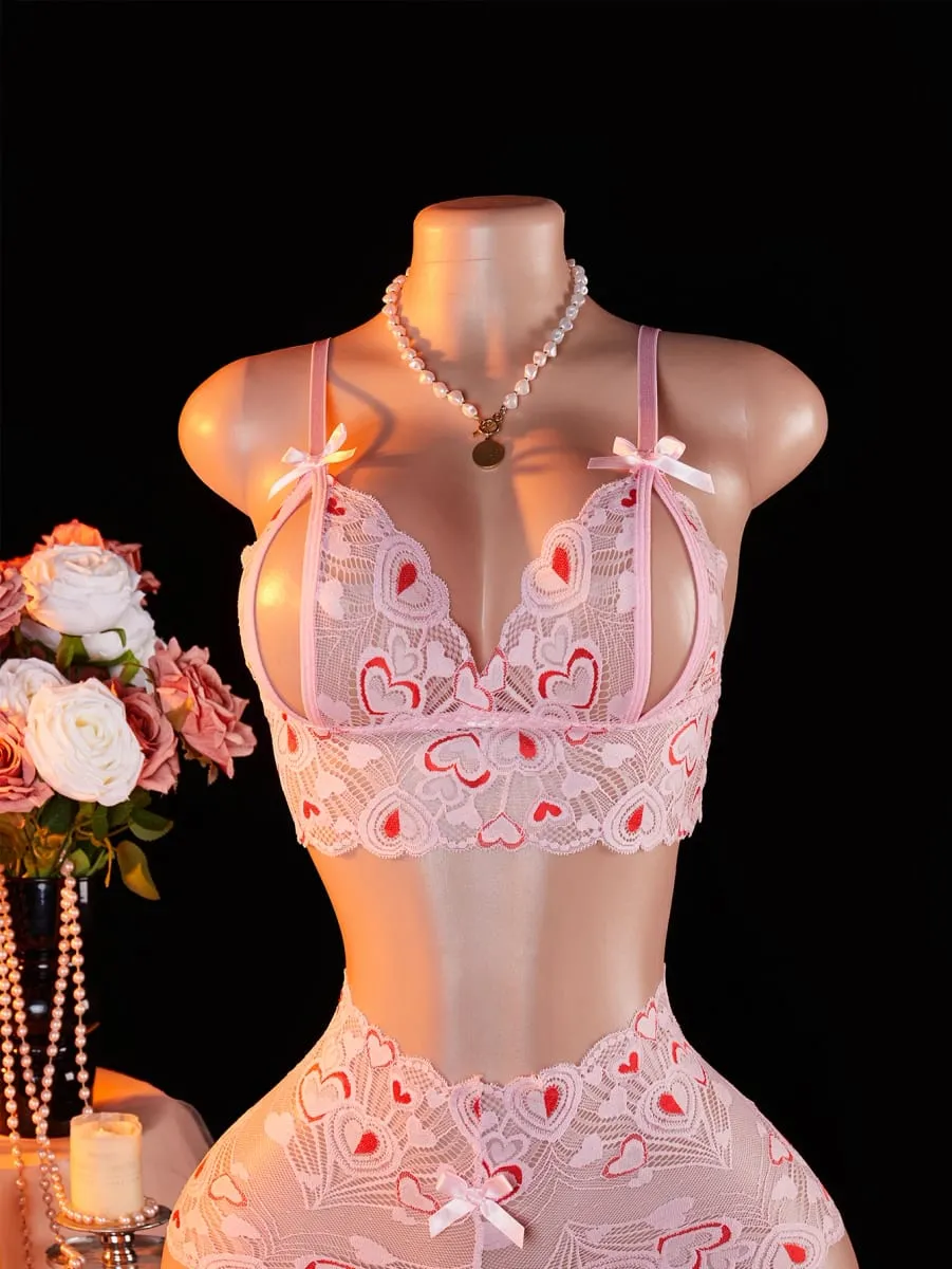 Pink Lace Open Brassiere Crotchless Panties Sexy Lingerie Female Sling Seductive Women's Fetish Transparent Underwear Sets — image 4