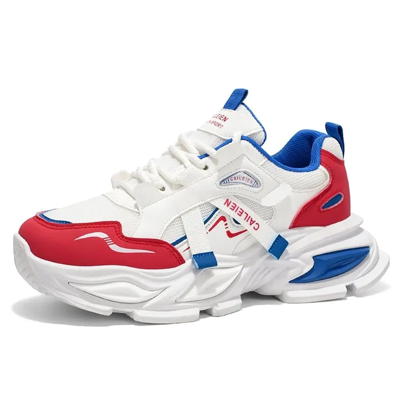 Men's Thick sole casual sneakers four seasons breathable lightweight soft-sole outdoor running shoes students speed sports shoes