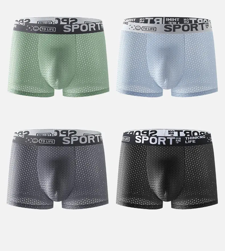 4pcs Summer Mesh Men Boxer Underwear Quick Dry Panties Man Boxer-briefs Breathable XL XXL 3XL 4XL Male Shorts Mens Undershorts