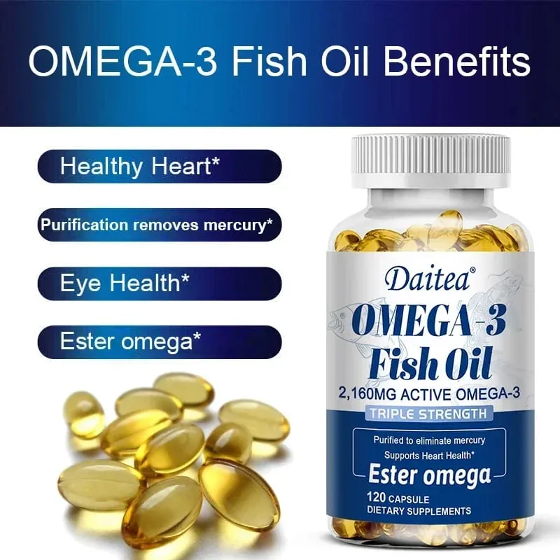 Omega 3 fiskeolie - EPA & DHA højeste styrke til led- og hjernestøtte Hjertesundhedsøjne