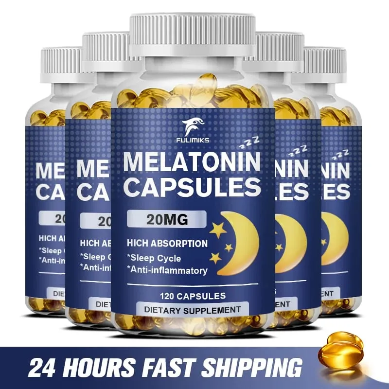 Melatonin 20mg Sleep Dietary Supplement 120 Strawberry Flavored Capsules Contains Melatonin - Healthy Sleep