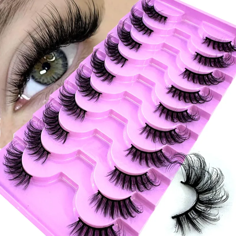 Halbe Wimpern, 10 Paar halbe Wimpern, weiche, natürliche Katzenaugen-Wimpern, Make-up-Werkzeug, künstliche Wimpern, Verlängerung, flauschige künstliche Wimpern