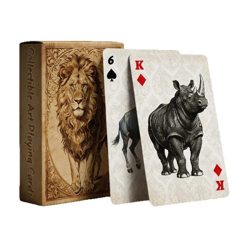 Savannah Animal Playing Cards Premium Paper Deck Smooth Shuffling Poker Cards for Party Board Games and Magic Performance