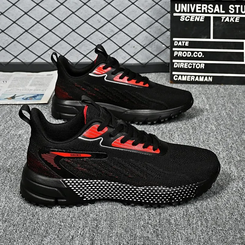 Big Size 50 51 52 Breathable Flying Woven Mens Running Shoes Lightweight Sports Shoes Anti-slip Casual Walking Sneakers Jogging