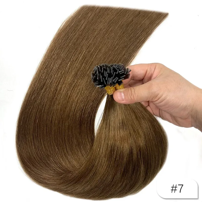 500g Flat Tip Hair Extension Remy 100% Human Hair Straight Keratin Capsules Pre Bonded Hairpieces para sa Salon na Propesyonal na Paggamit
