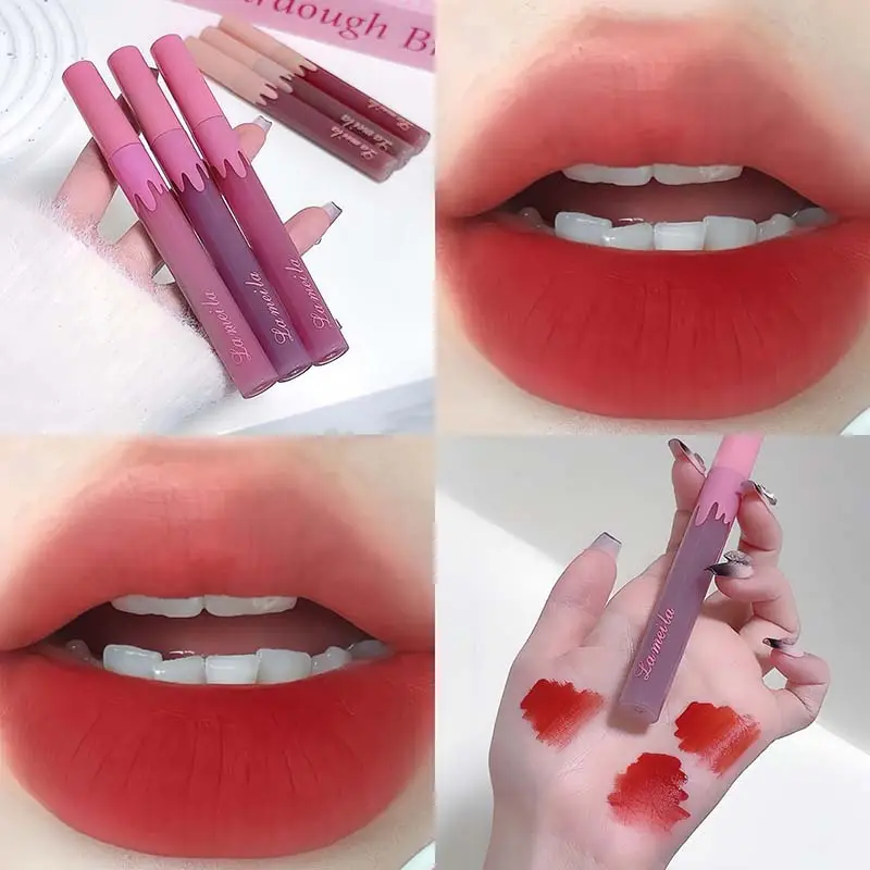 6warna Velvet Matte Lip Gloss Waterproof Non Stick Cup Silky Matte Hawthorn Red Lipgloss Lipgloss Seksi Lipstik Makeup Murah Gincu Kosmetik — image 2