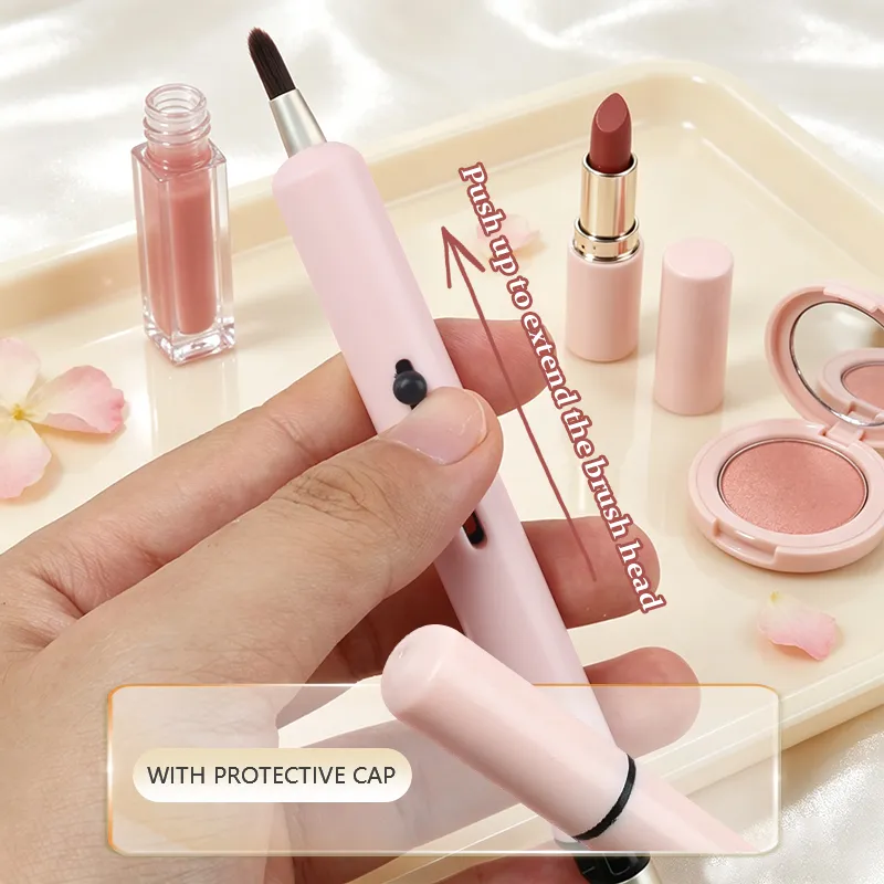 1pcs Retractable Dual Ended Lip Brush Silicone Blending Head Soft Fiber Makeup Tool for Lipstick Lip Gloss Applicator Brushes