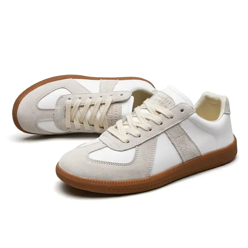 Men Retro Suede Leather Casual Sneakers Lace Up Flat Skate Shoes Comfortable Non Slip Sports Shoes for Men
