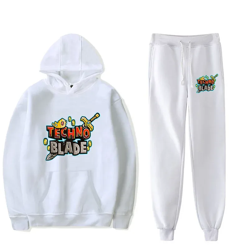 Harajuku Comfortable technoblade Print Sweatshirt Sweatpants Suit Men/Women Hoodies+ Trousers Suit Cute 2 Piece Set Clothes