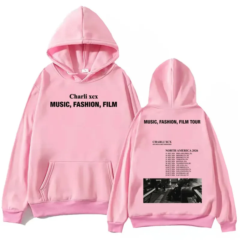 Singer Charli Xcx Music Fashion Film Tour 2026 Hoodies Men Women Rock Punk Sweatshirts High Quality Fleece Oversized Pullovers