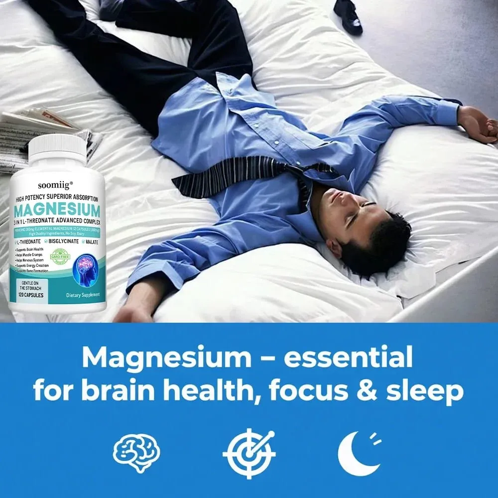 3-in-1 - Magnesium L-Threonate Glycinate Malate Brain Health Sleep Support Enhanced Immunity Energy Metabolism