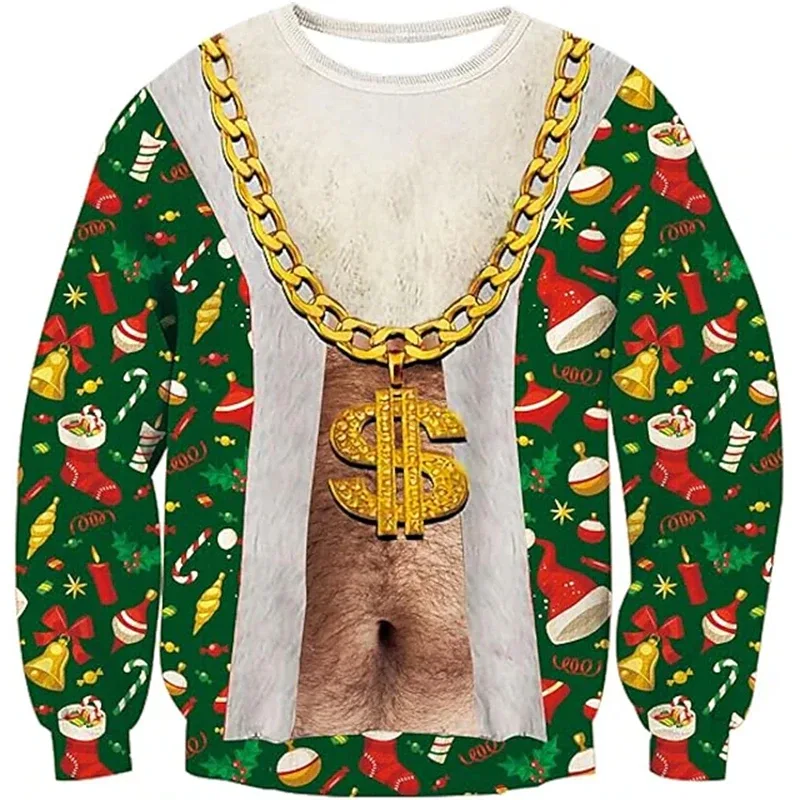 Suéter feo de Navidad, sudaderas divertidas con estampado 3D de patrón muscular para hombres, nueva moda, jersey, disfraz de fiesta, regalo de Navidad — image 4