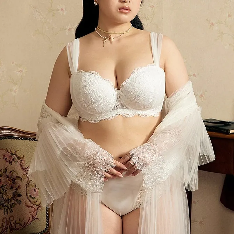 Women French Lace Minimizer Bra For Large Bust Anti Sagging Full Coverage Plus Size Underwire Bra Gathering Support Lingerie