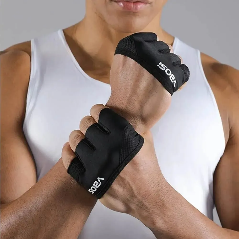 1Pair Anti-Slip Gym Half Finger Gloves Breathable Four Finger Weight Lifting Grips Anti-callus Gymnastics Grips Pull Ups Workout