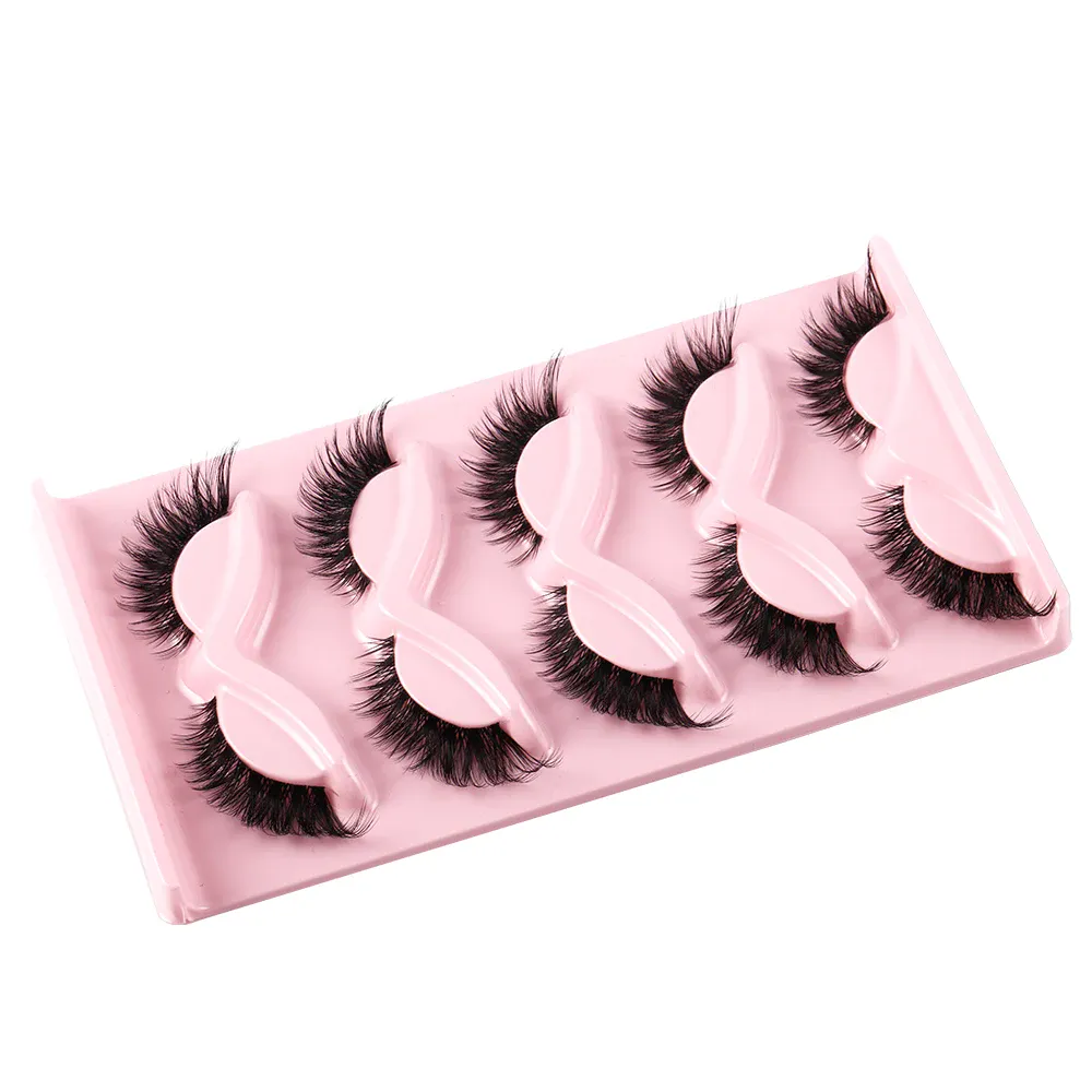 5 Pairs Cat Eye False Eyelashes Faux Mink Natural Long Manga Lashes Winged Elongated Outer Corner Fake Eyelashes Daily Makeup