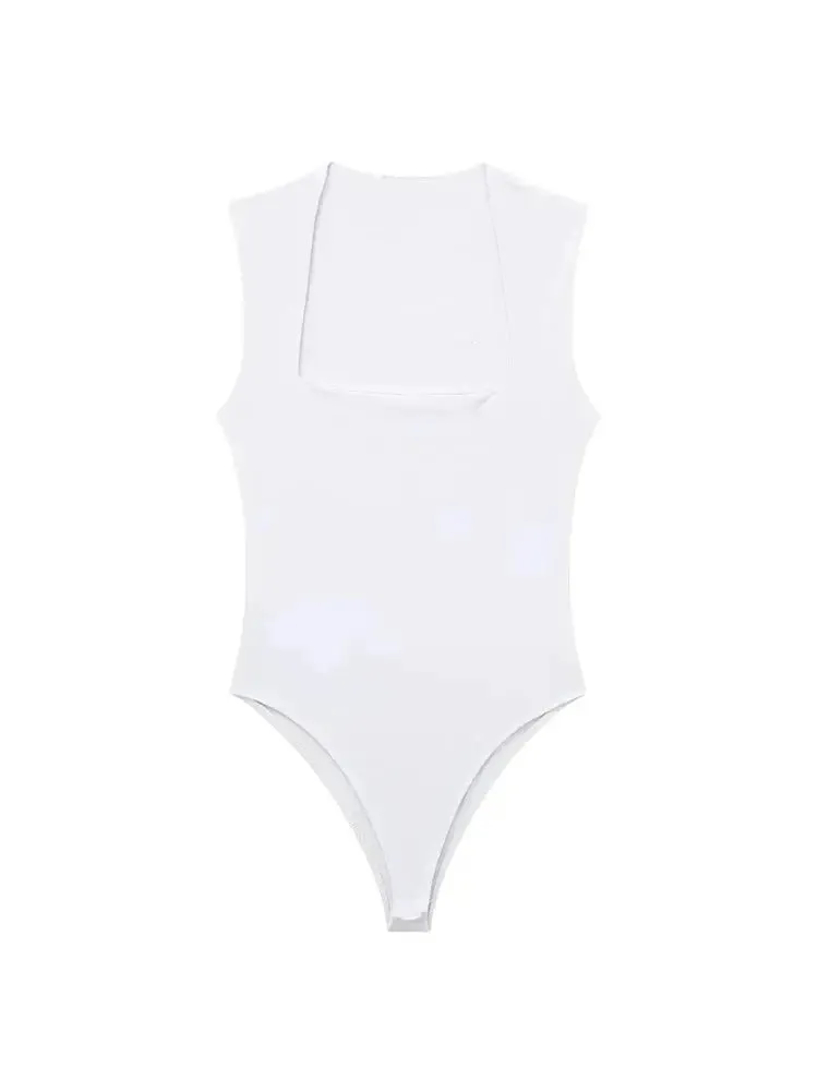 Monos ajustados para Mujer, monos sexis a la moda con cuello cuadrado sin mangas y botones a presión para Mujer