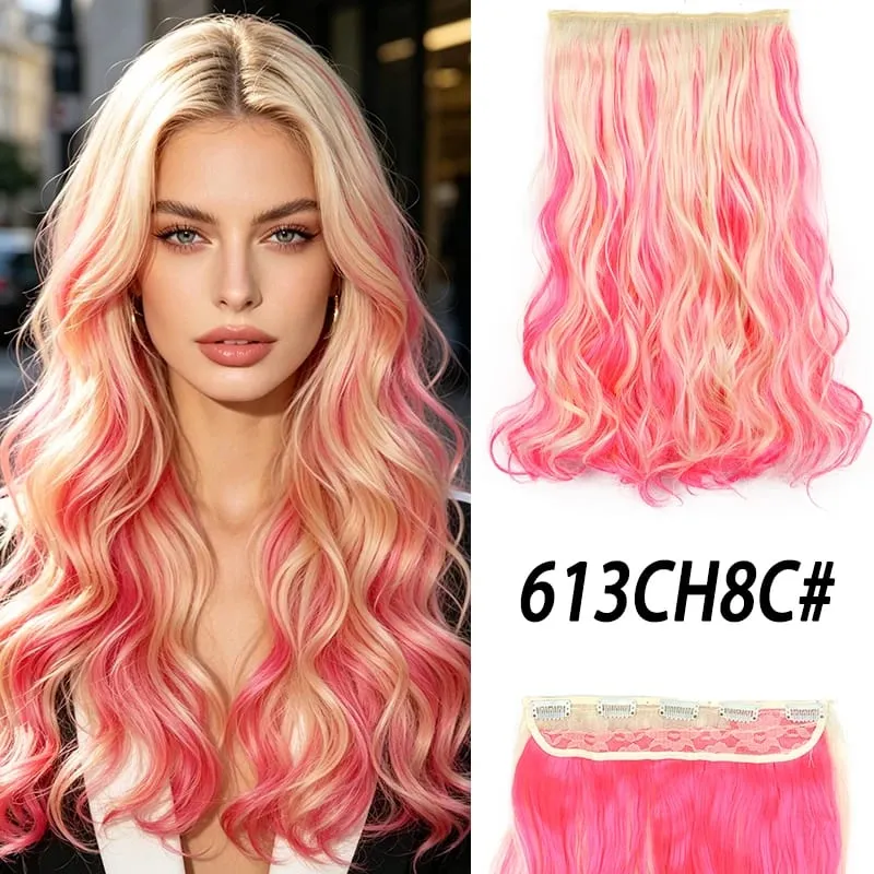 Συνθετικό μακριά σγουρά μαλλιά 18 ιντσών Extension One Piece Highlight Rainbow Clip In Hair Extension Fashion Hairpiece για γυναίκες