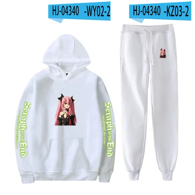 Harajuku confortable Seraph de la fin imprimé sweat-shirt pantalons de survêtement costume à capuche + pantalon costume garçons/filles 2 pièces ensemble vêtements