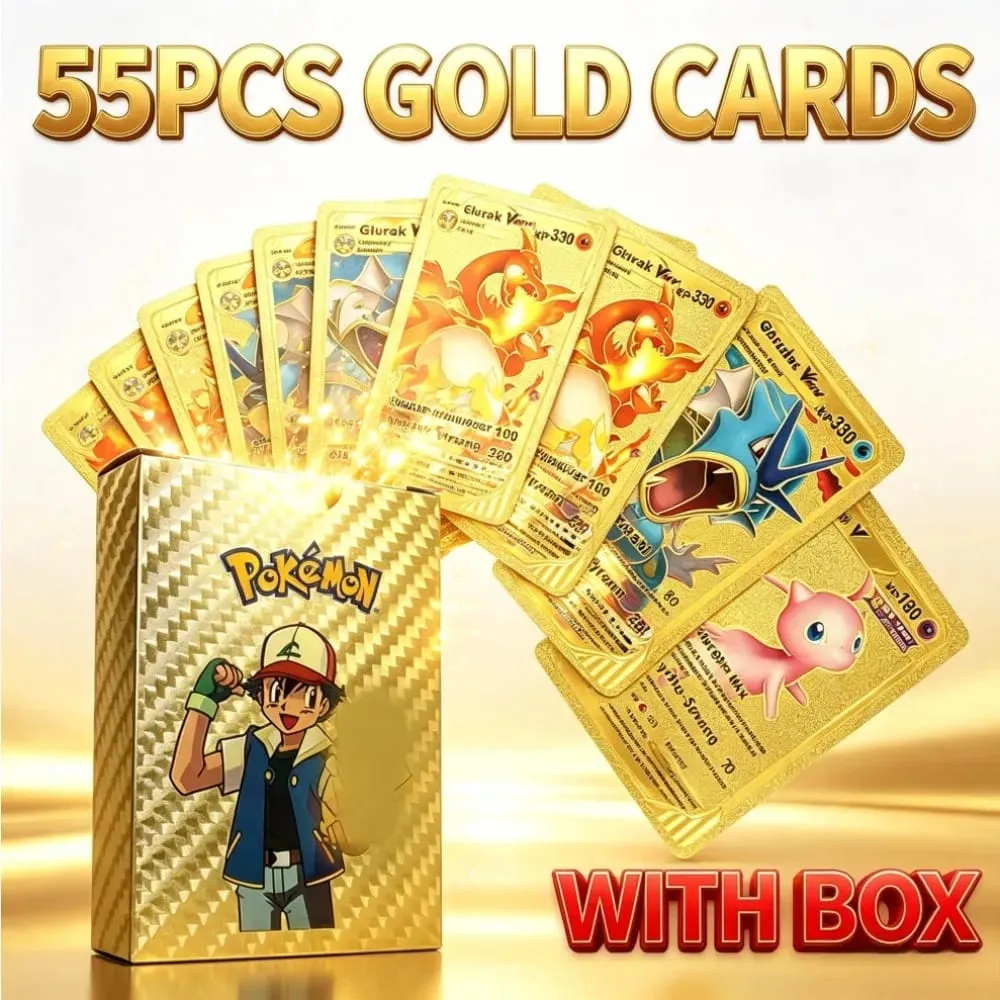 English version Golden Monster trading cards 55 cards with gift box rare shiny cards game cards anime collectibles