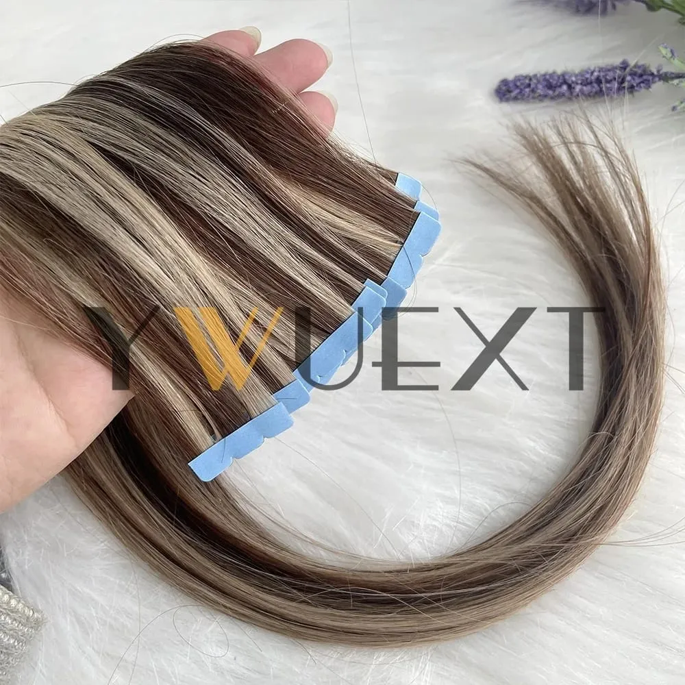 Mini Tape in Human Hair Extensions 12"-20" Straight Natural Black 1B# Machine Made Remy Hair 10pcs/pack Invisible Tape Hair for Women Black Friday
