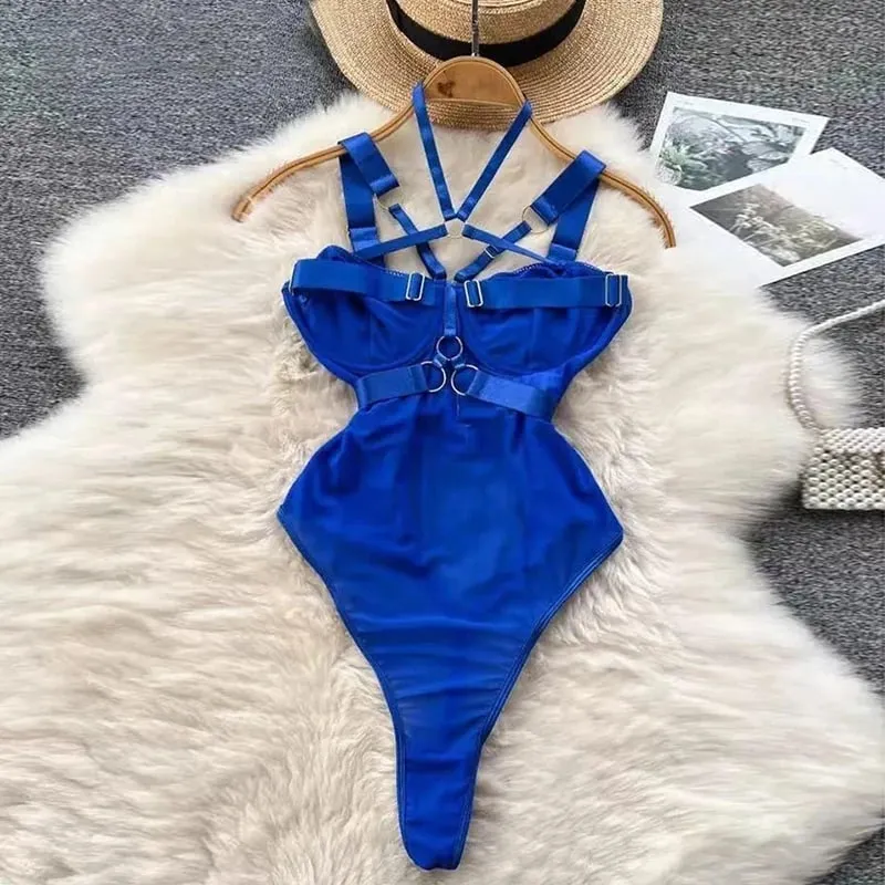 Sevimli Gri Tavşan kulaklık Üst Seksi Backless Slim Fit Bodysuit Zip Kolsuz Kadın Seksi Erotik Iç Çamaşırı Tavşan Cosplay Tulum
