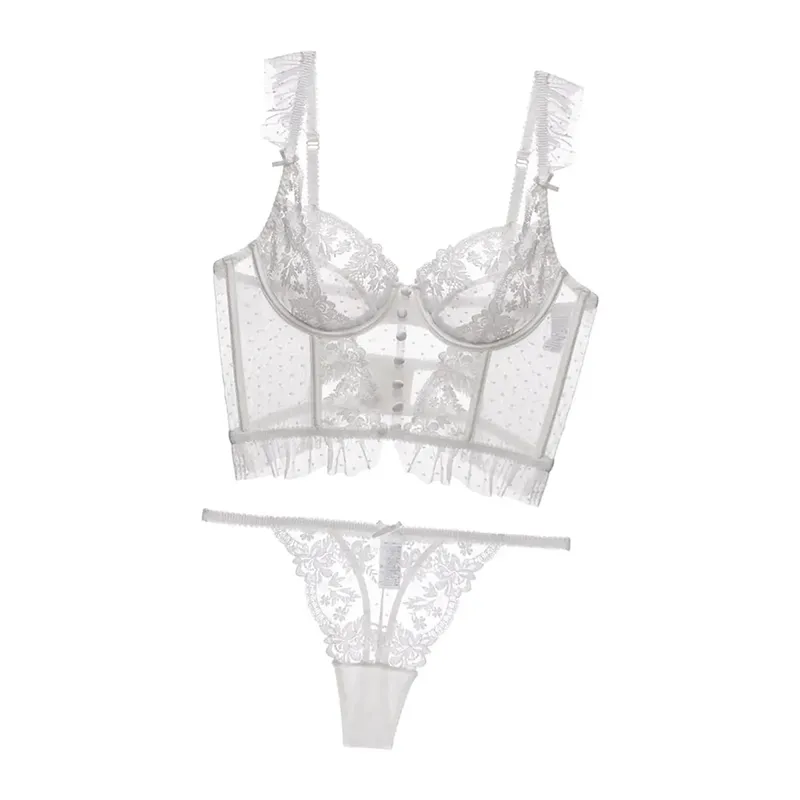 Women Lingerie Set Underwire High Waist Bra Comfortable Thin Underwear Lace Bra Panty Set for Valentine'S Day Honeymoon Bridal